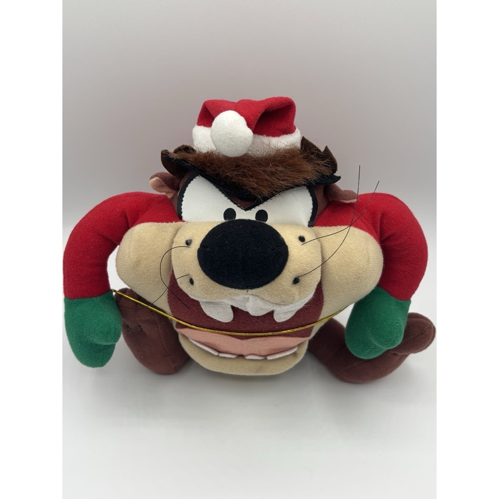 Vintage Looney Tunes Plush Tazmanian Devil Taz Stuffed Animal Santa Christmas 8"